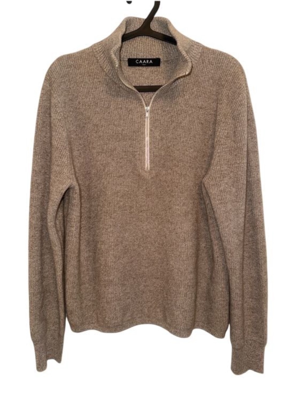 NWOT Few Moda Caara 100% Cashmere Tan 1/4th Zip Sweater Soft Small